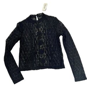 Forever 21 Black Crotchet See Through Lace Top Small NWT